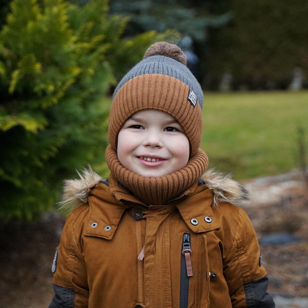 Boy's winter set: hat and tube scarf camel Arlekin