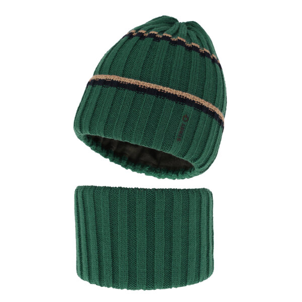 Boy's winter set: hat and tube scarf green Bastien