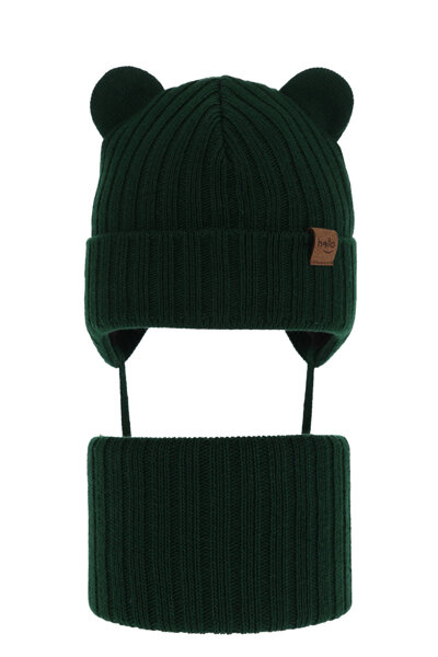 Boy's winter set: hat and tube scarf green Ferven