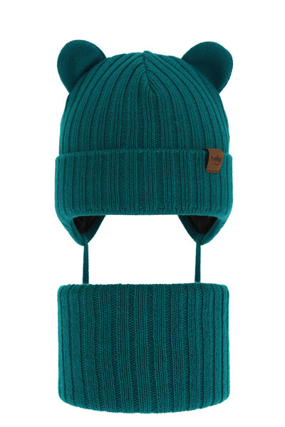 Boy's winter set: hat and tube scarf green Ferven