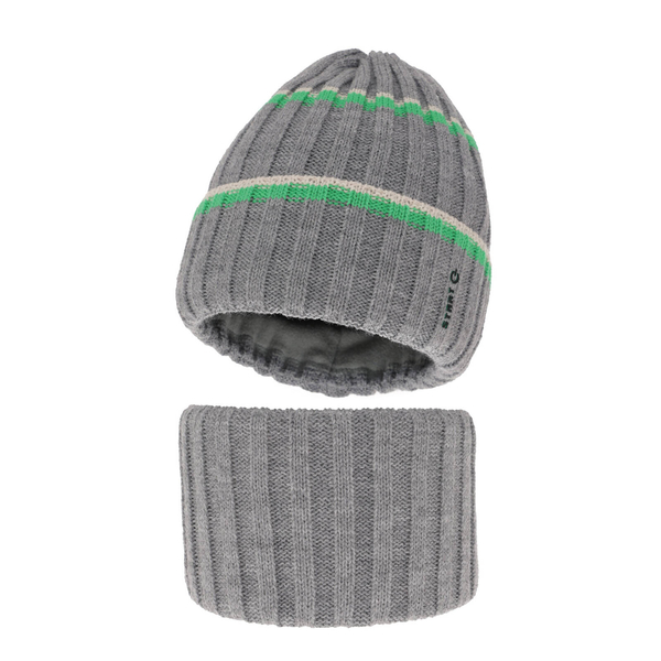 Boy's winter set: hat and tube scarf grey Bastien