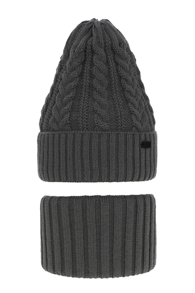 Boy's winter set: hat and tube scarf grey Colins