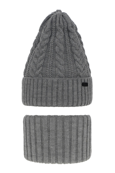 Boy's winter set: hat and tube scarf grey Colins