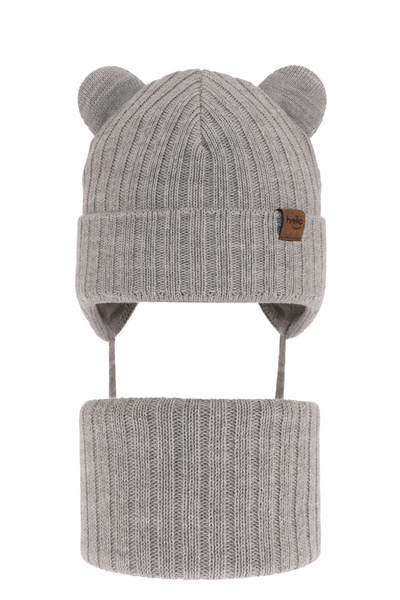 Boy's winter set: hat and tube scarf grey Ferven