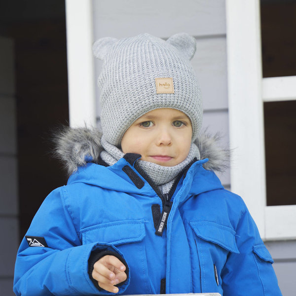 Boy's winter set: hat and tube scarf grey Michael