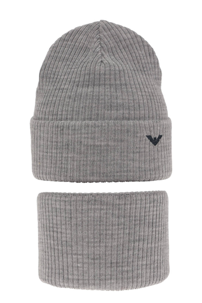 Boy's winter set: hat and tube scarf grey Romeo