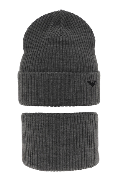 Boy's winter set: hat and tube scarf grey Romeo