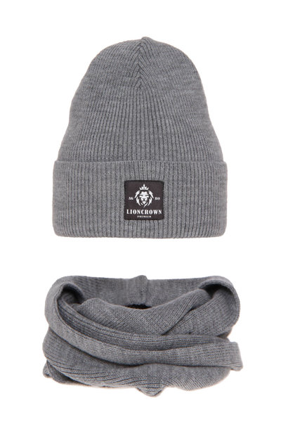 Boy's winter set: hat and tube scarf grey Santiago