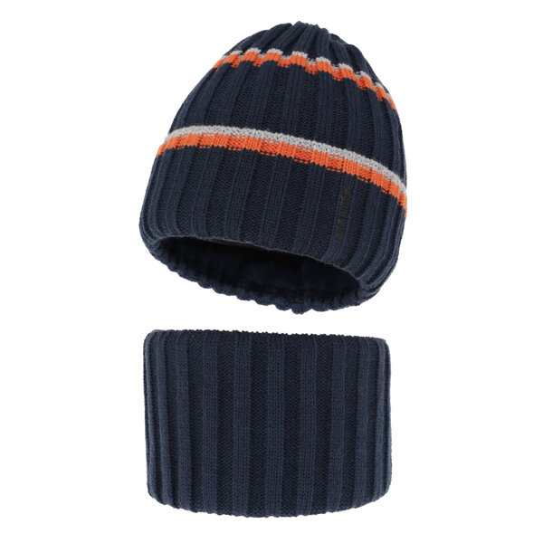 Boy's winter set: hat and tube scarf navy blue Bastien