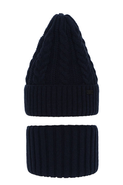 Boy's winter set: hat and tube scarf navy blue Colins