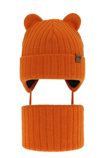 Boy's winter set: hat and tube scarf orange Ferven