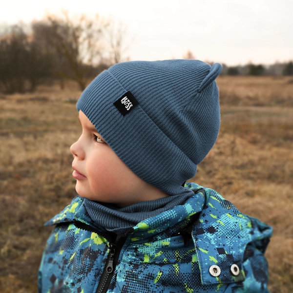 Children's autumn/ spring set: hat and tube scarf blue Grajan