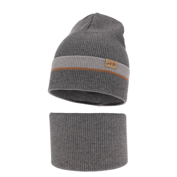 Children's autumn/ spring set: hat and tube scarf grey Antonio