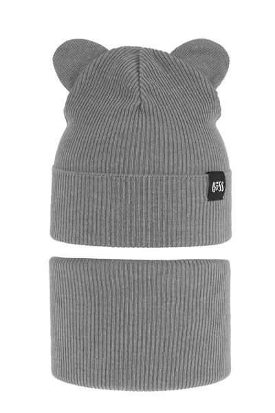 Children's autumn/ spring set: hat and tube scarf grey Grajan