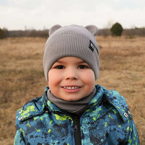 Children's autumn/ spring set: hat and tube scarf grey Grajan