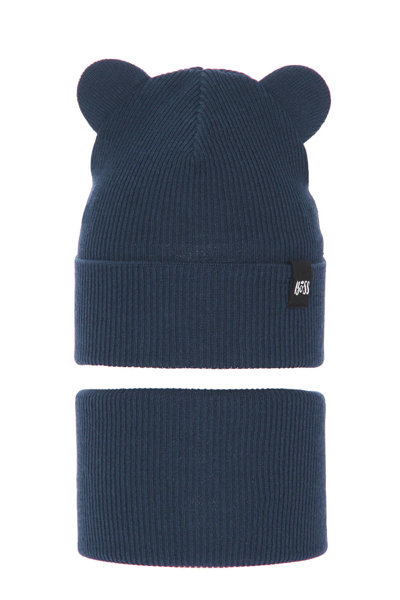 Children's autumn/ spring set: hat and tube scarf navy blue Grajan