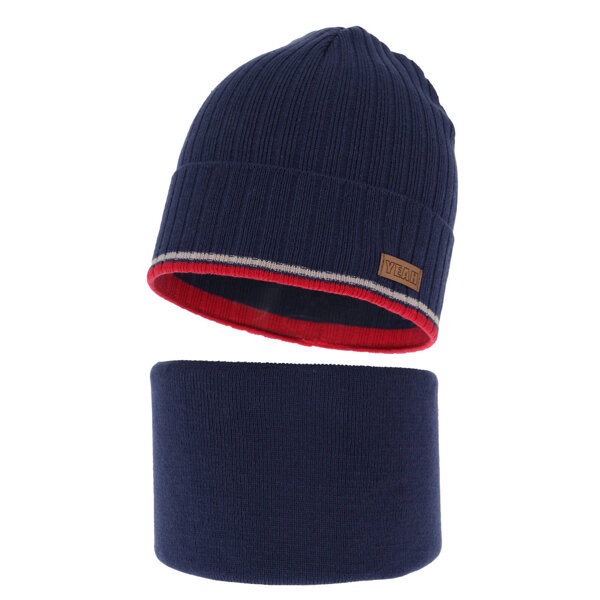 Children's autumn/ spring set: hat and tube scarf navy blue London