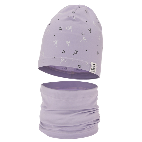 Girl's spring/ autumn cotton set: hat and tube scarf violet Fiora