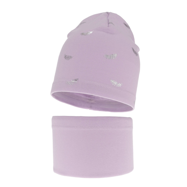 Girl's spring/ autumn cotton set: hat and tube scarf violet Florena