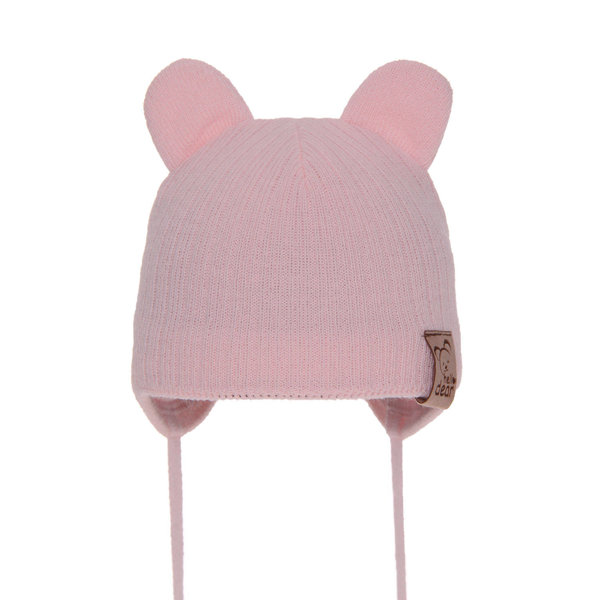 Girl's spring/ autumn hat pink Pigi with ears