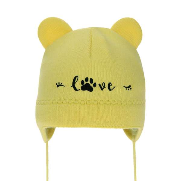 Girl's spring/ autumn hat yellow Patka with ears