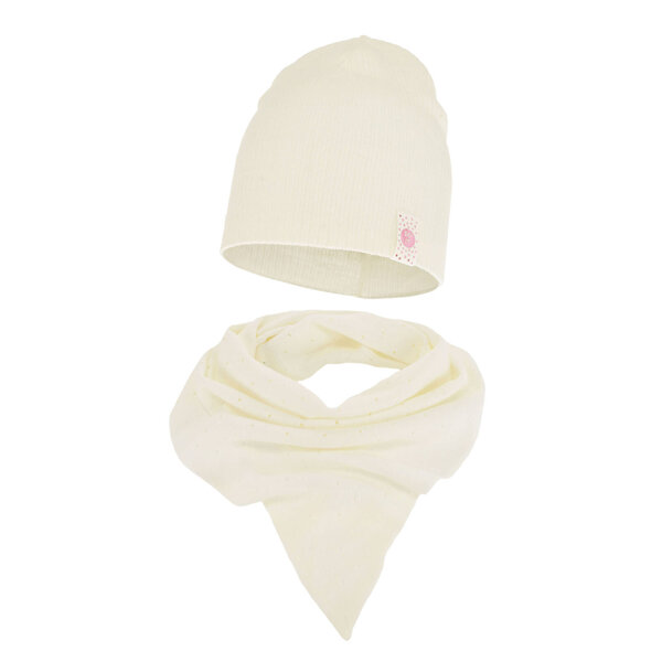 Girl's spring/ autumn set: hat and shawl ecru Blanche