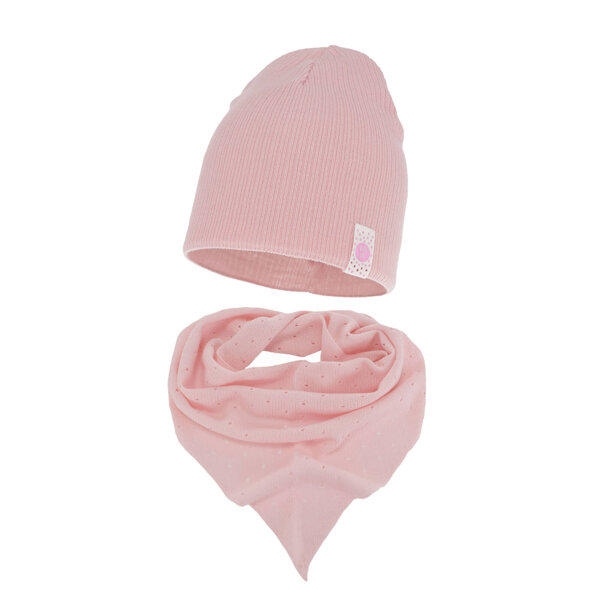 Girl's spring/ autumn set: hat and shawl pink Blanche