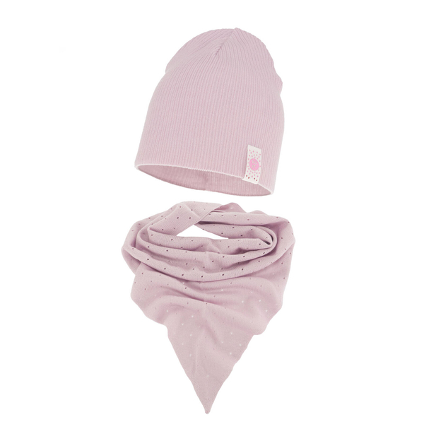 Girl's spring/ autumn set: hat and shawl violet Blanche