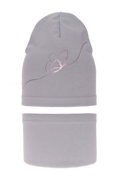 Girl's spring/ autumn set: hat and tube scarf grey Jula