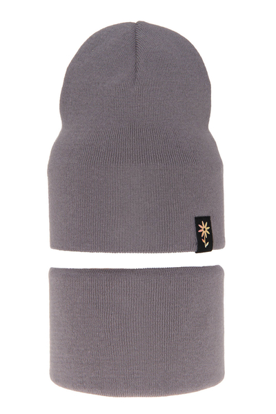 Girl's spring/ autumn set: hat and tube scarf grey Violet