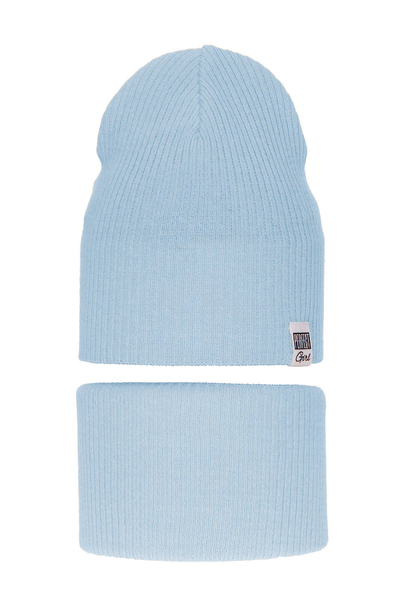 Girl's spring/ autumn set: hat and tube scarf light blue Farinka