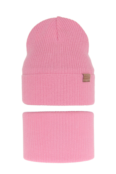 Girl's spring/ autumn set: hat and tube scarf pink Alona