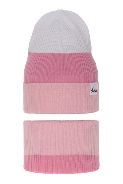 Girl's spring/ autumn set: hat and tube scarf pink Dalila