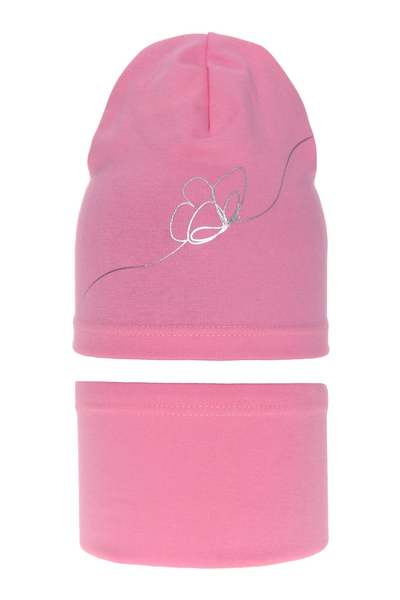 Girl's spring/ autumn set: hat and tube scarf pink Jula