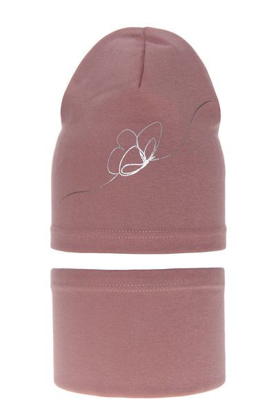 Girl's spring/ autumn set: hat and tube scarf pink Jula