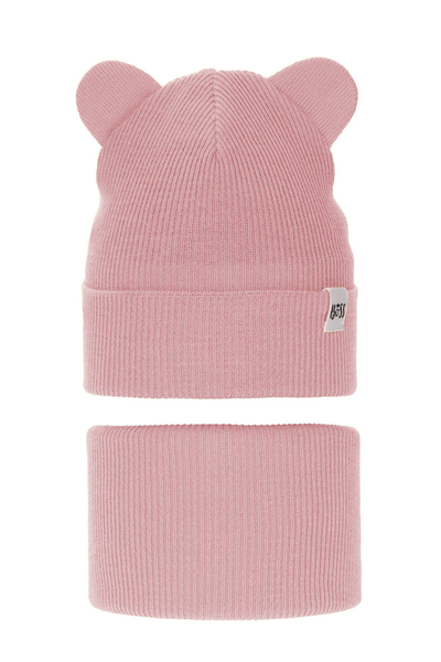 Girl's spring/ autumn set: hat and tube scarf pink Kajra