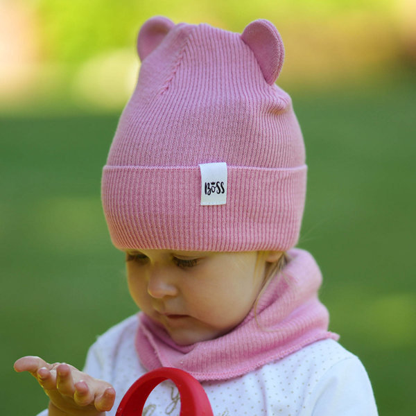 Girl's spring/ autumn set: hat and tube scarf pink Kajra