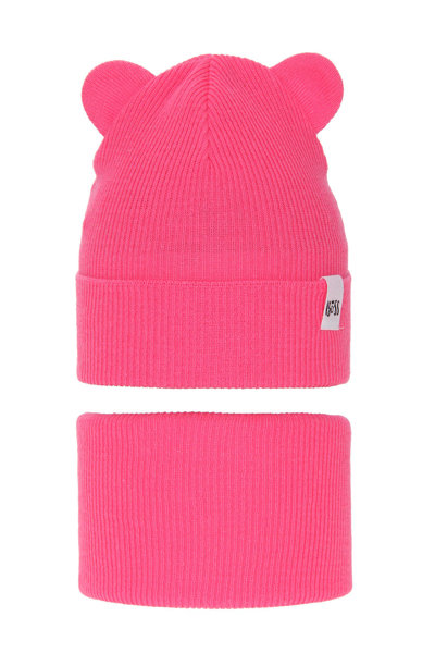 Girl's spring/ autumn set: hat and tube scarf pink Kajra