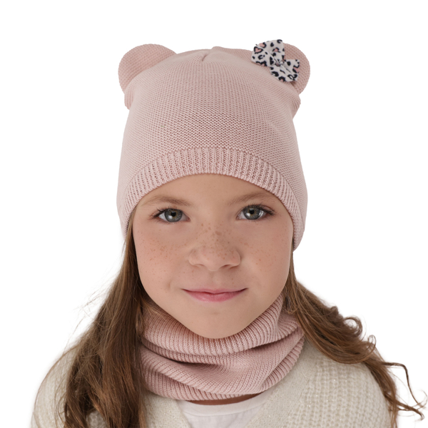 Girl's spring/ autumn set: hat and tube scarf pink Nicolette