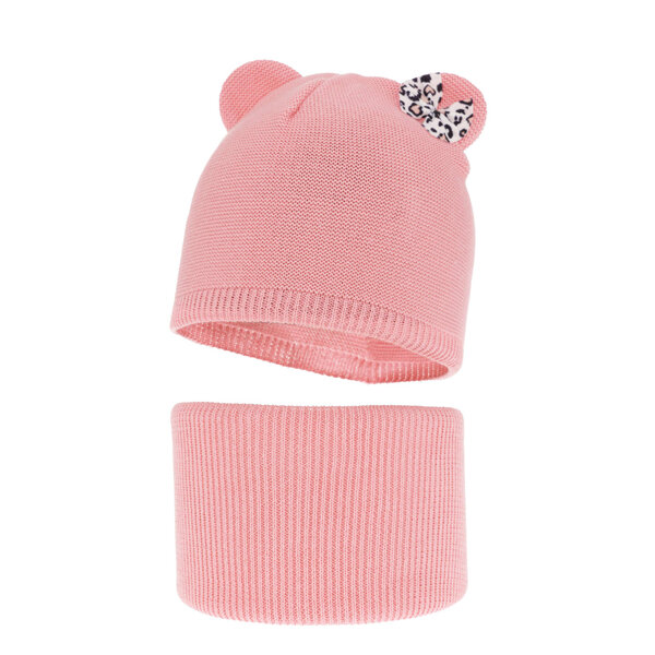 Girl's spring/ autumn set: hat and tube scarf pink Nicolette