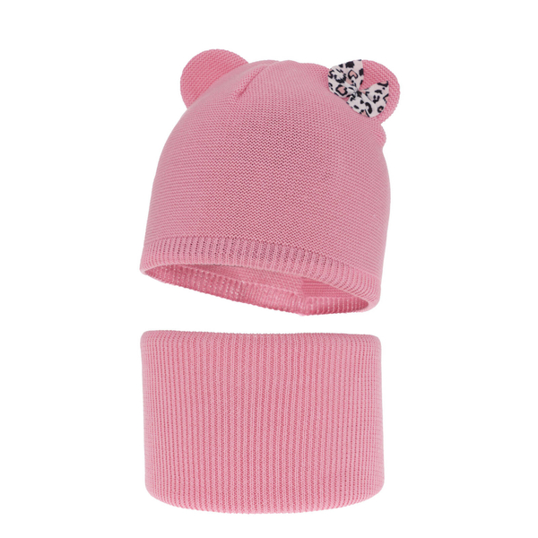 Girl's spring/ autumn set: hat and tube scarf pink Nicolette