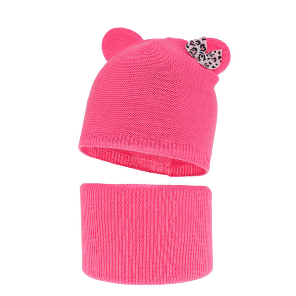 Girl's spring/ autumn set: hat and tube scarf pink Nicolette