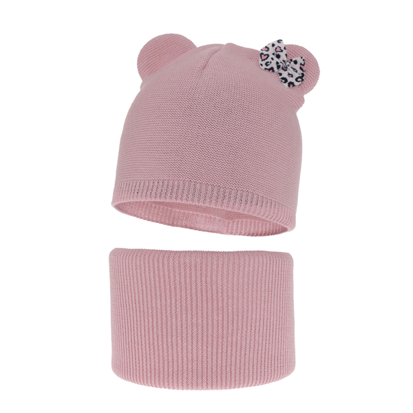 Girl's spring/ autumn set: hat and tube scarf pink Nicolette