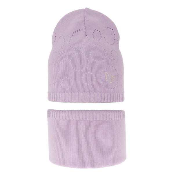 Girl's spring/ autumn set: hat and tube scarf violet Amarilla