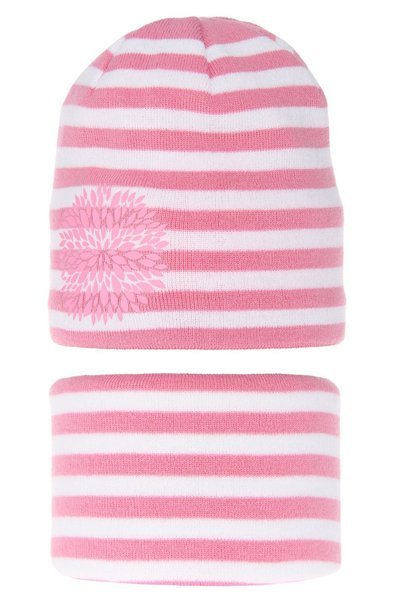 Girl's winter/ autumn set: hat and tube scarf pink Lila