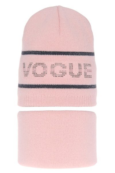 Girl's winter/ autumn set: hat and tube scarf pink Paula