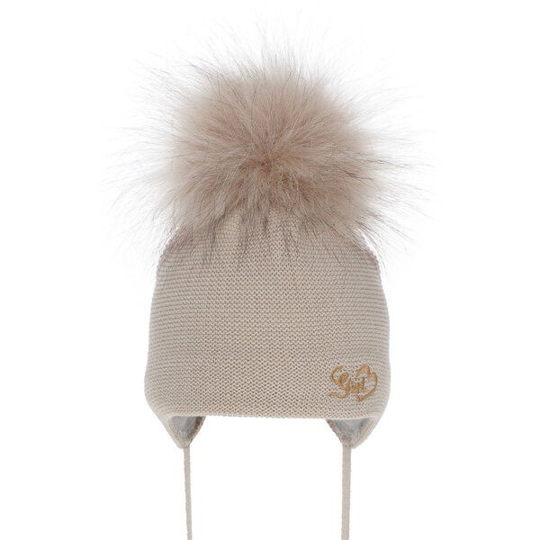 Girl's winter hat beige Tessa with pompon