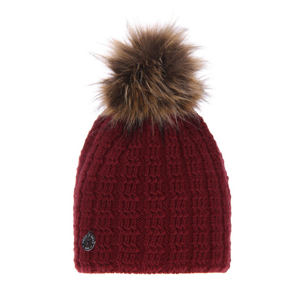 Girl's winter hat burgund Sally with pompom