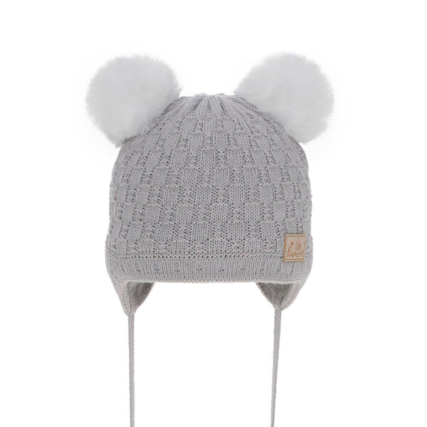 Girl's winter hat grey Emila with pompom