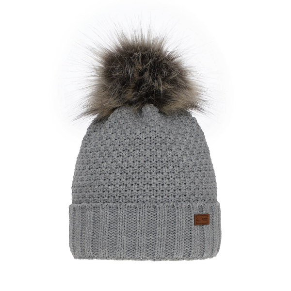 Girl's winter hat grey Pola with pompom